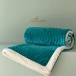 پتو تدی تکنفره سبز آبی