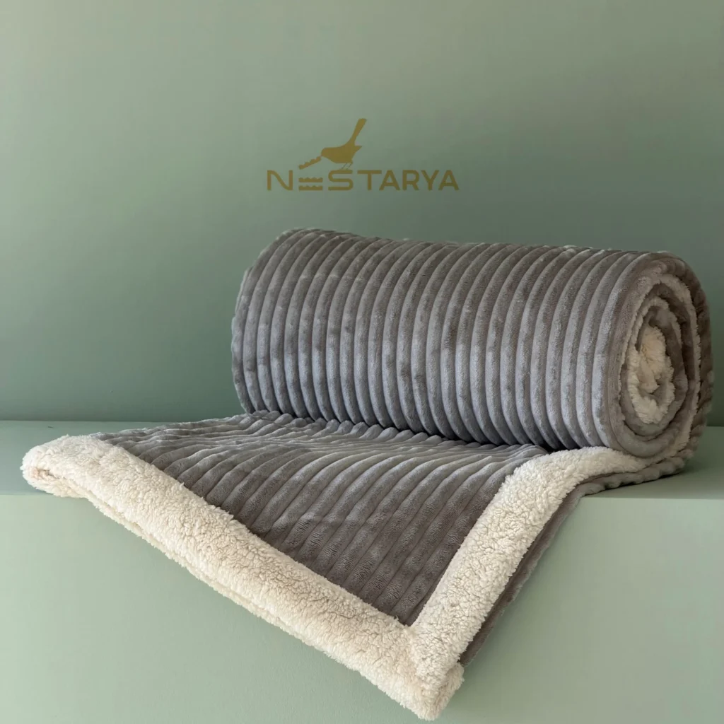 پتو تدی تکنفره طوسی